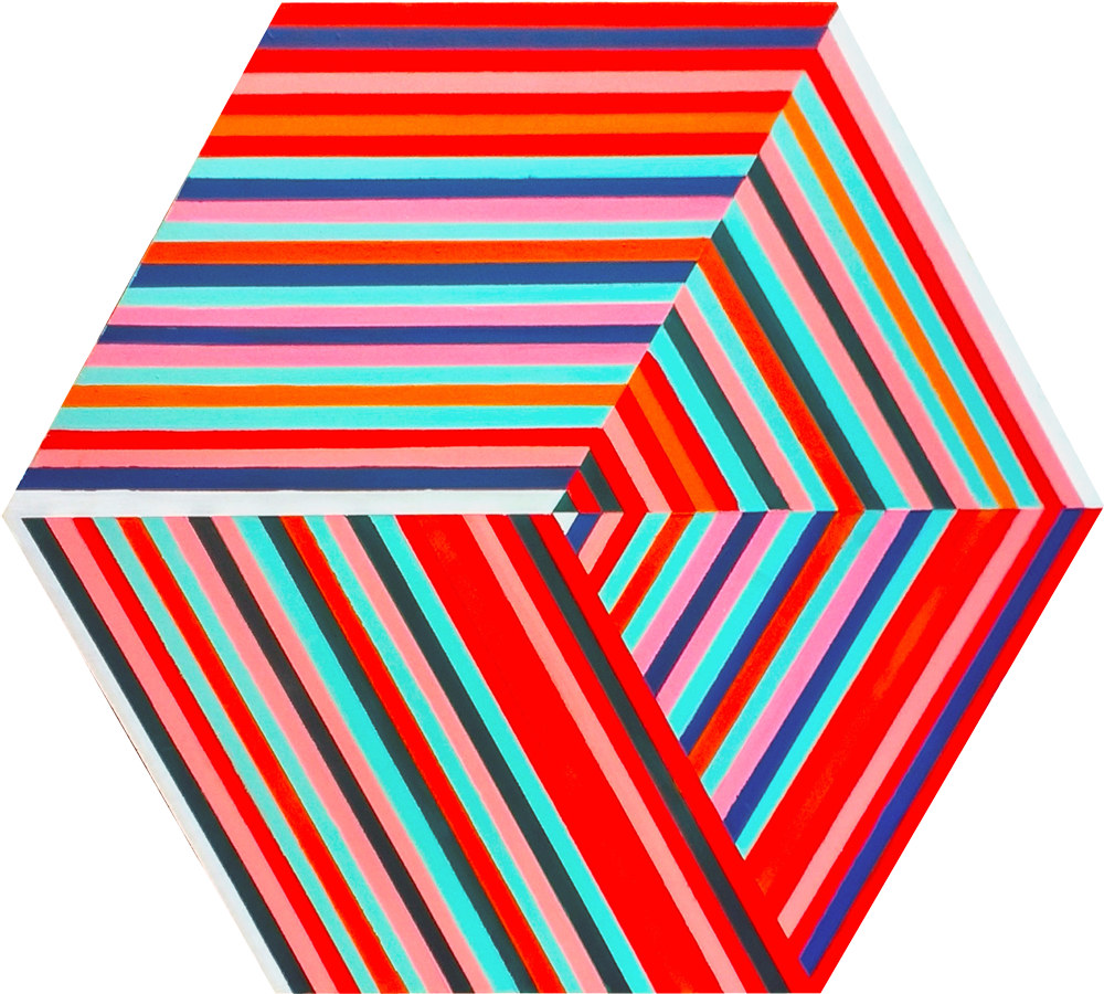 colorful op art hexagon painting